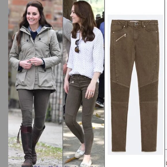Zara Moto Pants in Green, ASO Kate Middleton - Picture 1 of 7